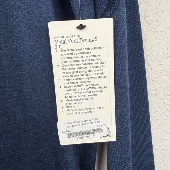 Lululemon Mens Metal Vent Mineral Blue True Navy Tech Long Sleeve Shirt - Picture 5 of 9